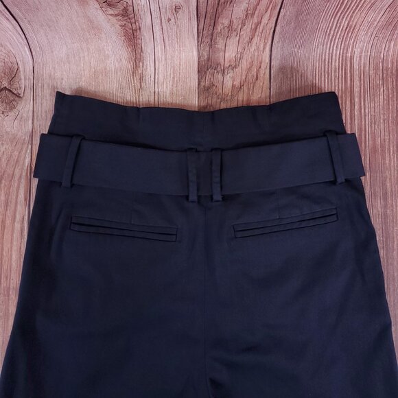 COS Womens Size 4 High Waist Belted Cropped Tapered Pants Navy Blue Minimalist - Picture 9 of 12